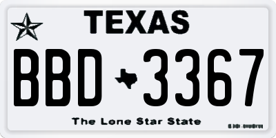 TX license plate BBD3367