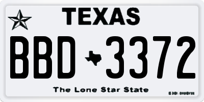 TX license plate BBD3372