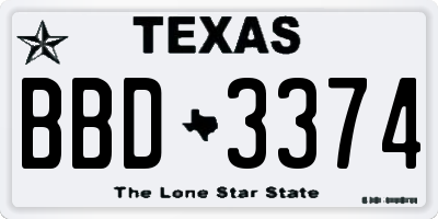 TX license plate BBD3374