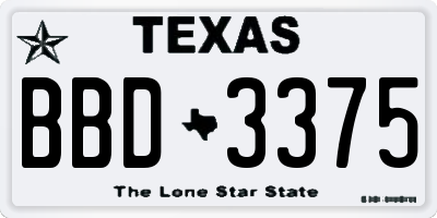 TX license plate BBD3375