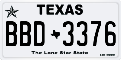 TX license plate BBD3376