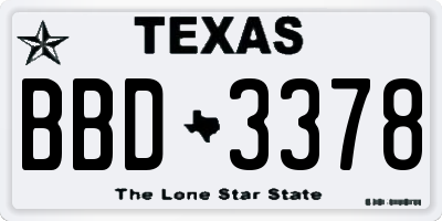 TX license plate BBD3378
