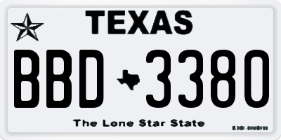 TX license plate BBD3380
