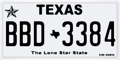 TX license plate BBD3384