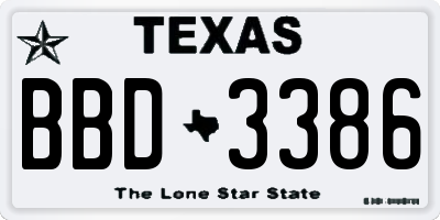 TX license plate BBD3386