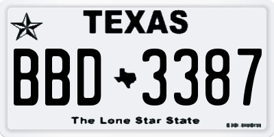 TX license plate BBD3387