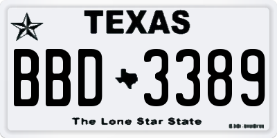 TX license plate BBD3389