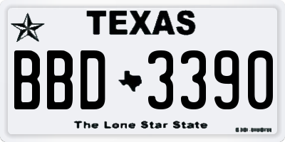 TX license plate BBD3390