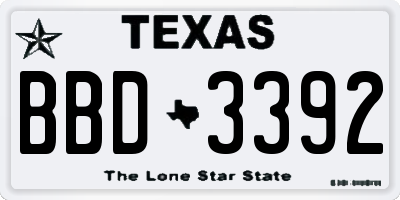 TX license plate BBD3392