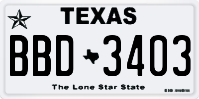 TX license plate BBD3403