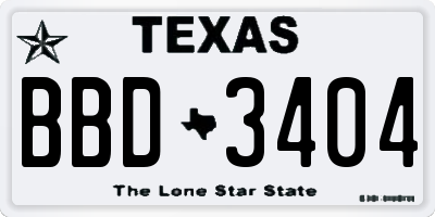 TX license plate BBD3404