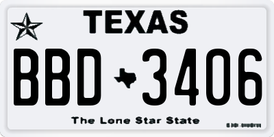 TX license plate BBD3406