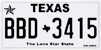 TX license plate BBD3415