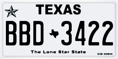 TX license plate BBD3422