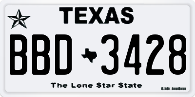 TX license plate BBD3428