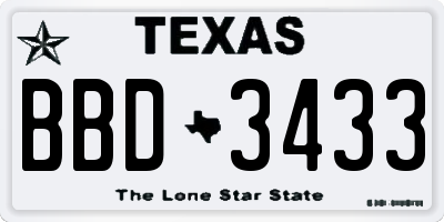 TX license plate BBD3433