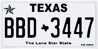 TX license plate BBD3447