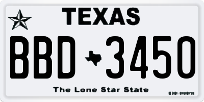 TX license plate BBD3450