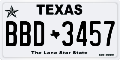 TX license plate BBD3457