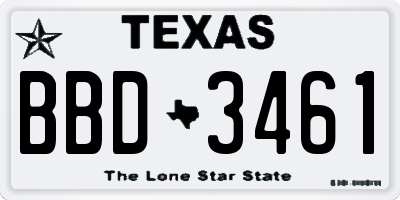 TX license plate BBD3461