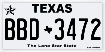 TX license plate BBD3472