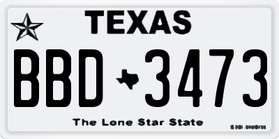 TX license plate BBD3473
