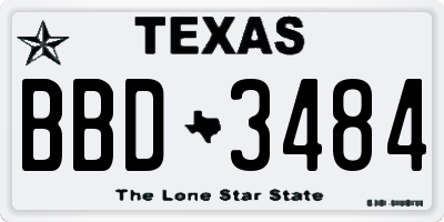 TX license plate BBD3484