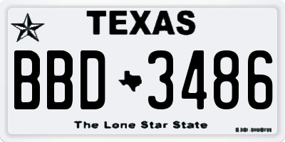 TX license plate BBD3486