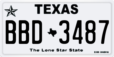 TX license plate BBD3487