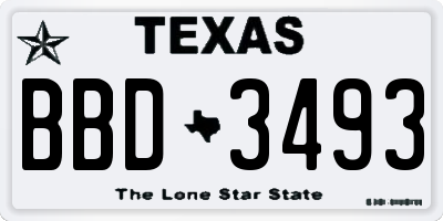 TX license plate BBD3493