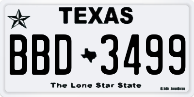 TX license plate BBD3499