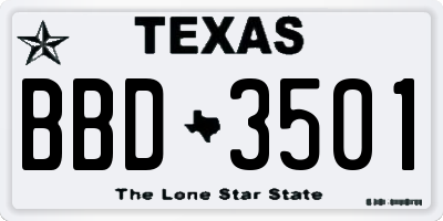 TX license plate BBD3501