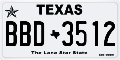 TX license plate BBD3512