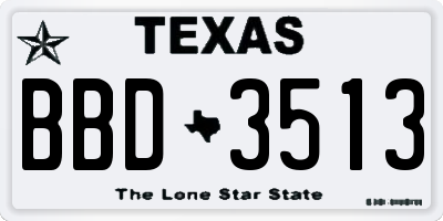TX license plate BBD3513