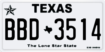 TX license plate BBD3514