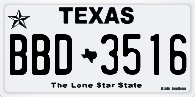 TX license plate BBD3516