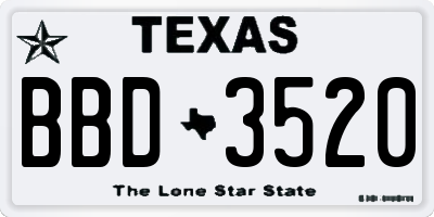 TX license plate BBD3520