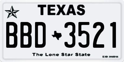 TX license plate BBD3521