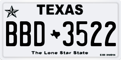 TX license plate BBD3522