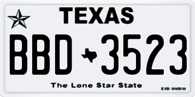TX license plate BBD3523