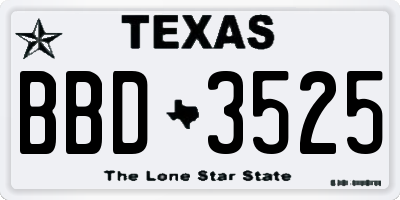 TX license plate BBD3525