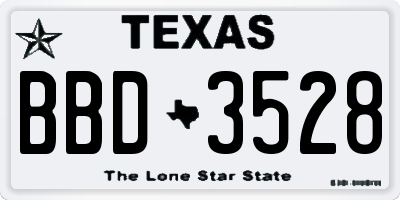 TX license plate BBD3528