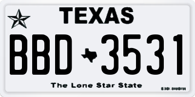 TX license plate BBD3531
