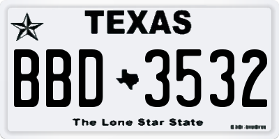 TX license plate BBD3532