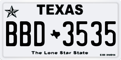 TX license plate BBD3535