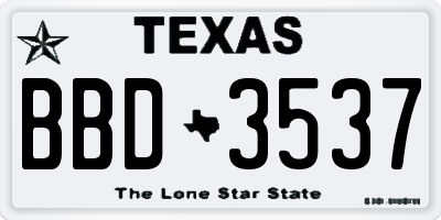 TX license plate BBD3537