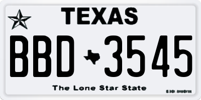 TX license plate BBD3545