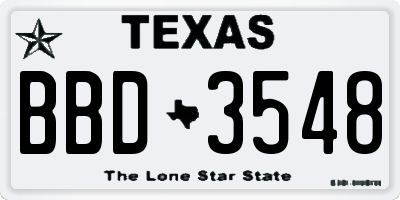 TX license plate BBD3548