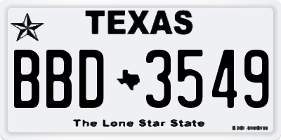 TX license plate BBD3549