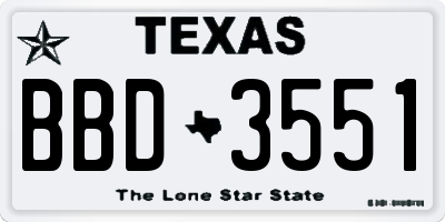 TX license plate BBD3551